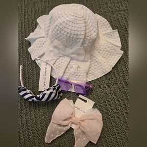 Janie and Jack White Sun Hat with Accessories 6-12 M Sunglasses0-2y